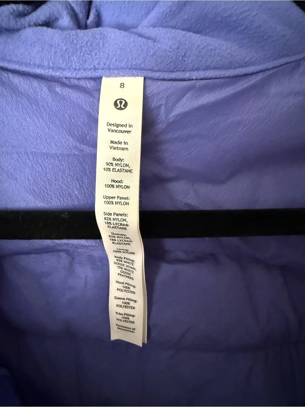 lululemon down for it all Periwinkle Quilted Hooded Jacket